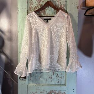 Women’s White House Black Market semi sheer white blouse